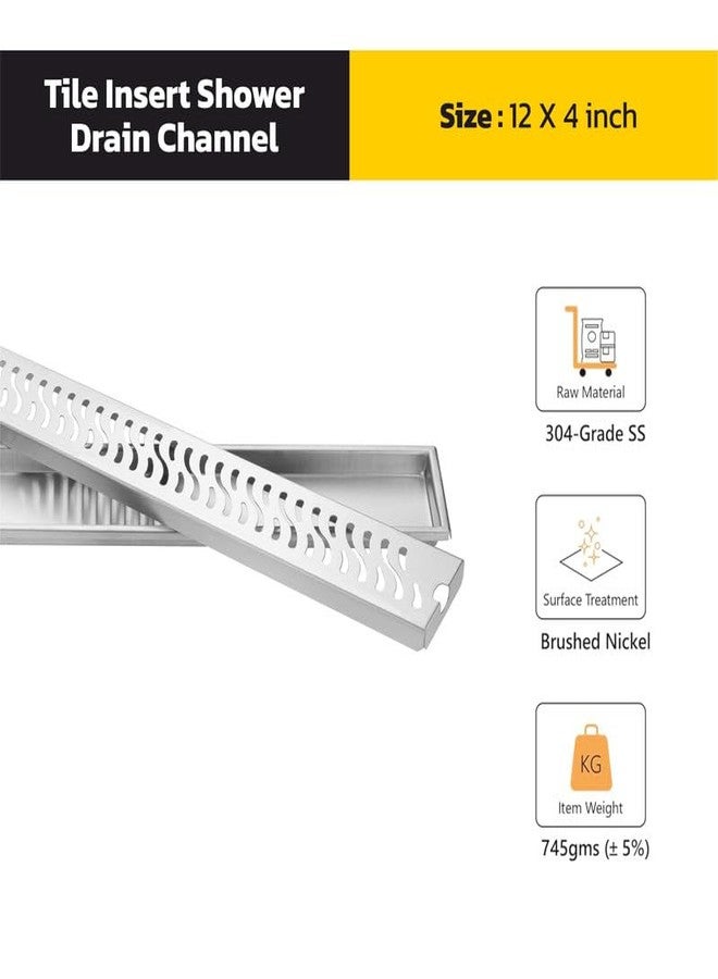 آي ستار قناة تصريف مياه الدش من الفولاذ المقاوم للصدأ من الدرجة 304 من iSTAR | شبكة تصريف مياه أرضية مقاومة للتآكل مع مصيدة للحشرات وفتحة جانبية للحمامات والشرفات وغرف الاستحمام والمطابخ (12 × 4 بوصات) - Image 4